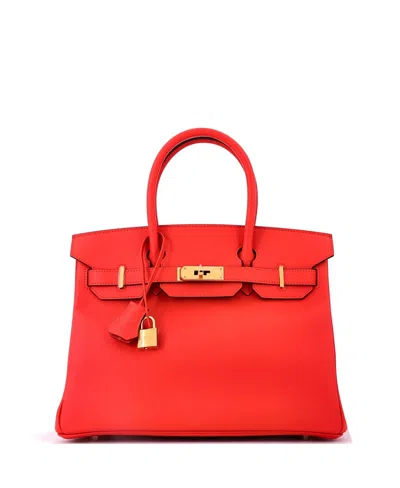 Pre-owned Pre-owned Hermes  Hermes Birkin 30 Handbag Red Epsom With Gold Hardware