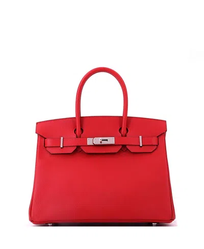 Pre-owned Pre-owned Hermes  Hermes Birkin 30 Handbag Red Epsom With Palladium Hardware