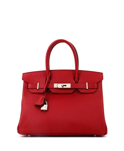 Pre-owned Pre-owned Hermes  Hermes Birkin 30 Handbag Red Epsom With Palladium Hardware In Rouge Grenat