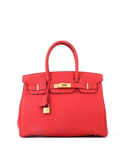 Pre-owned Pre-owned Hermes  Hermes Birkin 30 Handbag Red Togo With Gold Hardware