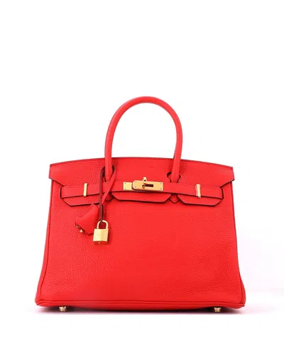Pre-owned Pre-owned Hermes  Hermes Birkin 30 Handbag Red Togo With Gold Hardware