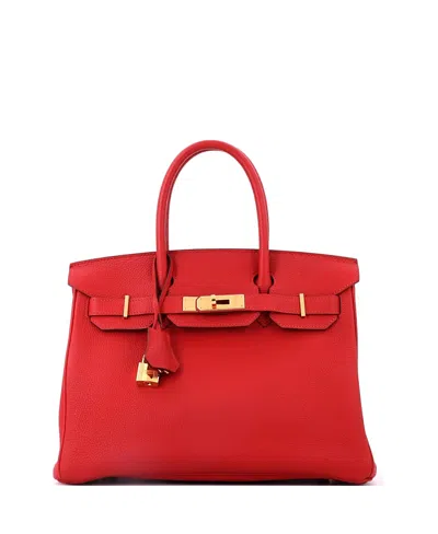 Pre-owned Pre-owned Hermes  Hermes Birkin 30 Handbag Red Togo With Gold Hardware