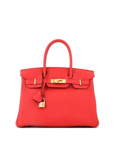 Pre-owned Pre-owned Hermes  Hermes Birkin 30 Handbag Red Togo With Gold Hardware