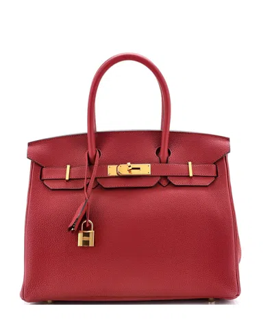 Pre-owned Pre-owned Hermes  Hermes Birkin 30 Handbag Red Togo With Gold Hardware In Burgundy