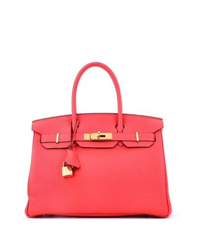 Pre-owned Pre-owned Hermes  Hermes Birkin 30 Handbag Red Togo With Gold Hardware In Rouge Pivoine