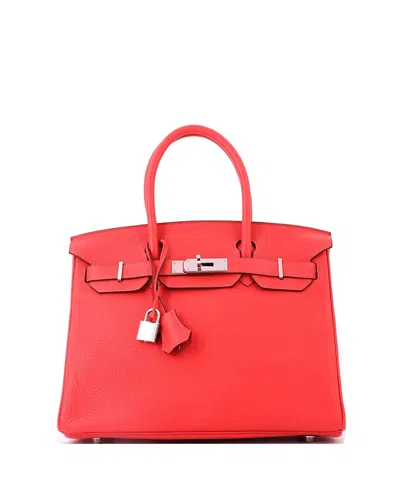 Pre-owned Pre-owned Hermes  Hermes Birkin 30 Handbag Red Togo With Palladium Hardware