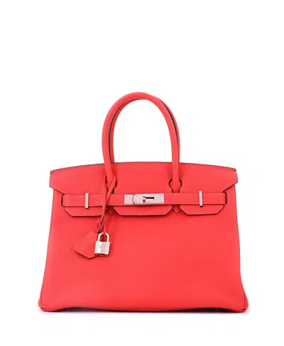 Pre-owned Pre-owned Hermes  Hermes Birkin 30 Handbag Red Togo With Palladium Hardware