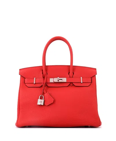 Pre-owned Pre-owned Hermes  Hermes Birkin 30 Handbag Red Togo With Palladium Hardware