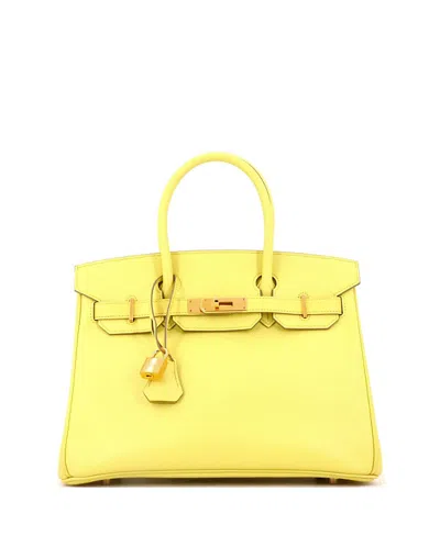Pre-owned Pre-owned Hermes  Hermes Birkin 30 Handbag Yellow Epsom With Gold Hardware In Soufre