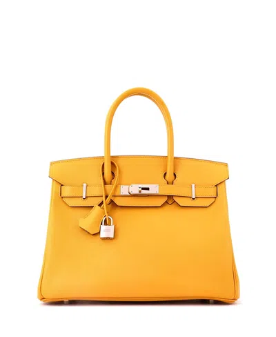 Pre-owned Pre-owned Hermes  Hermes Birkin 30 Handbag Yellow Epsom With Palladium Hardware