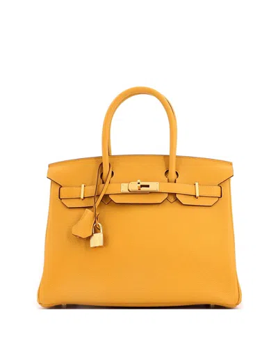 Pre-owned Pre-owned Hermes  Hermes Birkin 30 Handbag Yellow Togo With Gold Hardware In Jaune Ambre