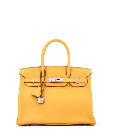 Pre-owned Pre-owned Hermes  Hermes Birkin 30 Handbag Yellow Togo With Palladium Hardware In Jaune Ambre