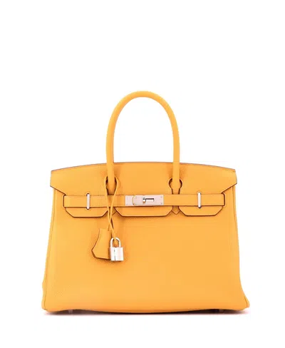 Pre-owned Pre-owned Hermes  Hermes Birkin 30 Handbag Yellow Togo With Palladium Hardware In Jaune Ambre