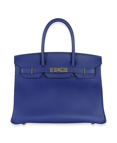 Pre-owned Pre-owned Hermes  Hermes Birkin 30 Leather Handbag In Blue
