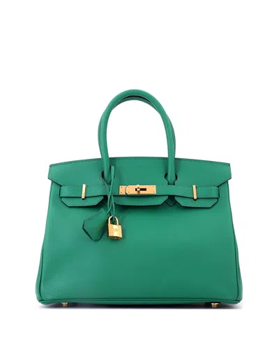 Pre-owned Pre-owned Hermes  Hermes Birkin 30 Leather Satchel In Vert Vertigo