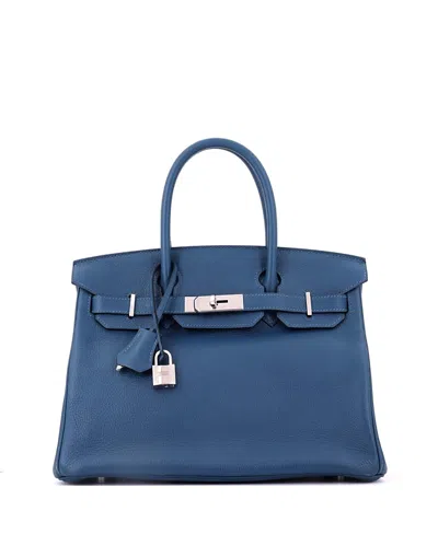 Pre-owned Pre-owned Hermes  Hermes Birkin 30 Novillo Leather Palladium Hardware Tote In Deep Blue