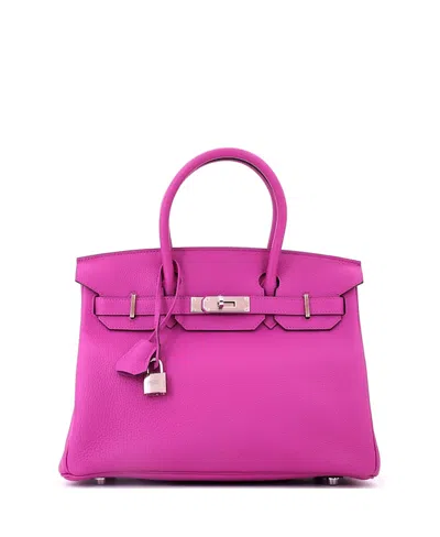 Pre-owned Pre-owned Hermes  Hermes Birkin 30 Togo Leather Palladium Hardware Tote In Rose Pourpre