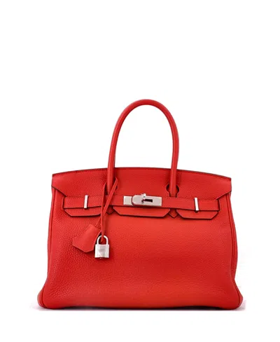 Pre-owned Pre-owned Hermes  Hermes Birkin 30 Togo Leather Palladium Tote In Geranium