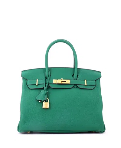 Pre-owned Pre-owned Hermes  Hermes Birkin 30 Togo Leather Tote In Vert Vertigo