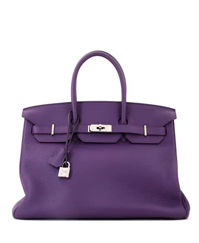 Pre-owned Pre-owned Hermes  Hermes Birkin 35 Clemence Leather Palladium Hardware Satchel In Ultraviolet