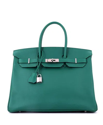 Pre-owned Pre-owned Hermes  Hermes Birkin 35 Epsom Leather & Palladium Hardware Satchel In Malachite