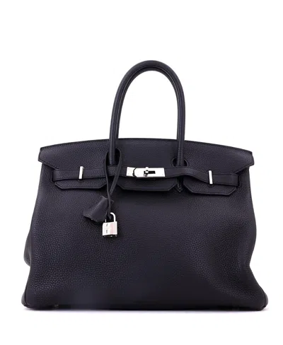 Pre-owned Pre-owned Hermes  Hermes Birkin 35 Handbag Black Clemence With Palladium Hardware