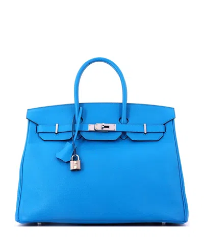Pre-owned Pre-owned Hermes  Hermes Birkin 35 Handbag Blue Epsom With Palladium Hardware