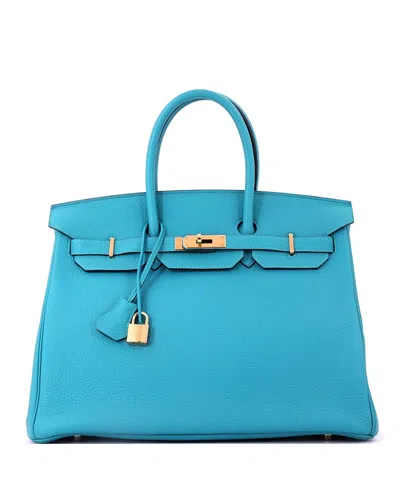 Pre-owned Pre-owned Hermes  Hermes Birkin 35 Handbag Blue Togo With Gold Hardware