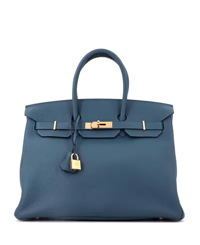 Pre-owned Pre-owned Hermes  Hermes Birkin 35 Handbag Blue Togo With Gold Hardware