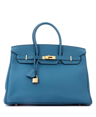 Pre-owned Pre-owned Hermes  Hermes Birkin 35 Handbag Blue Togo With Gold Hardware