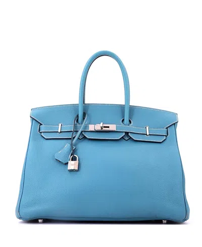 Pre-owned Pre-owned Hermes  Hermes Birkin 35 Handbag Blue Togo With Palladium Hardware