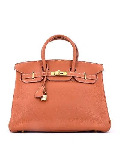 Pre-owned Pre-owned Hermes  Hermes Birkin 35 Handbag Brown Clemence With Gold Hardware In Etrusque