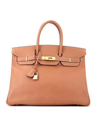 Pre-owned Pre-owned Hermes  Hermes Birkin 35 Handbag Brown Courchevel With Gold Hardware