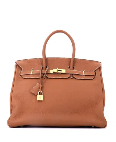 Pre-owned Pre-owned Hermes  Hermes Birkin 35 Handbag Brown Togo With Gold Hardware