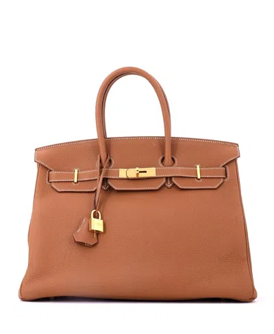 Pre-owned Pre-owned Hermes  Hermes Birkin 35 Handbag Brown Togo With Gold Hardware