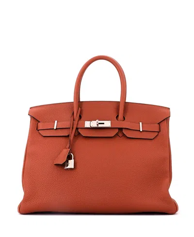 Pre-owned Pre-owned Hermes  Hermes Birkin 35 Handbag Brown Togo With Palladium Hardware In Cuivre