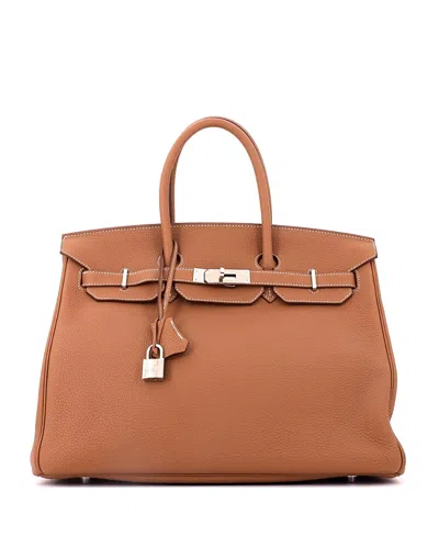 Pre-owned Pre-owned Hermes  Hermes Birkin 35 Handbag Brown Togo With Palladium Hardware In Gold