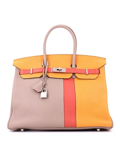 Pre-owned Pre-owned Hermes  Hermes Birkin 35 Handbag Cascade Tricolor Clemence And Swift With Brushed Palladium Hardwa In Multi
