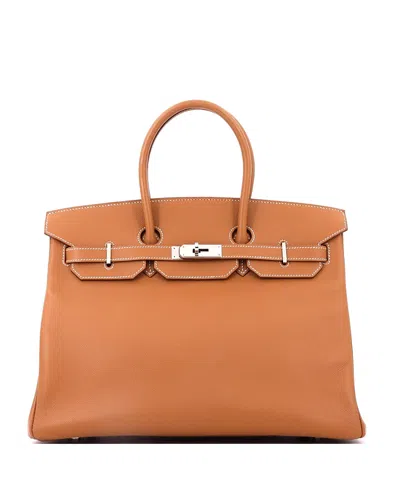 Pre-owned Pre-owned Hermes  Hermes Birkin 35 Handbag Gold Epsom With Palladium Hardware