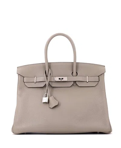 Pre-owned Pre-owned Hermes  Hermes Birkin 35 Handbag Green Clemence With Palladium Hardware