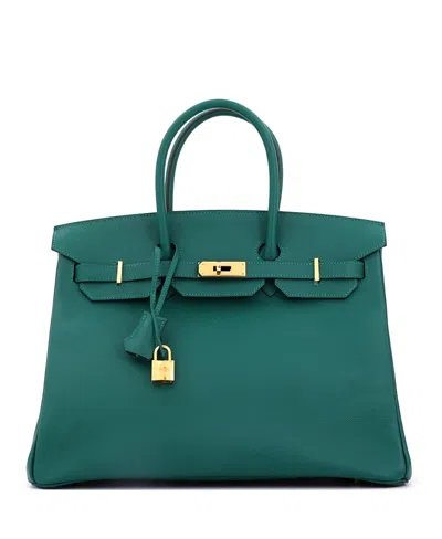 Pre-owned Pre-owned Hermes  Hermes Birkin 35 Handbag Green Epsom With Gold Hardware