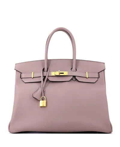 Pre-owned Pre-owned Hermes  Hermes Birkin 35 Handbag Grey Epsom With Gold Hardware In Gray