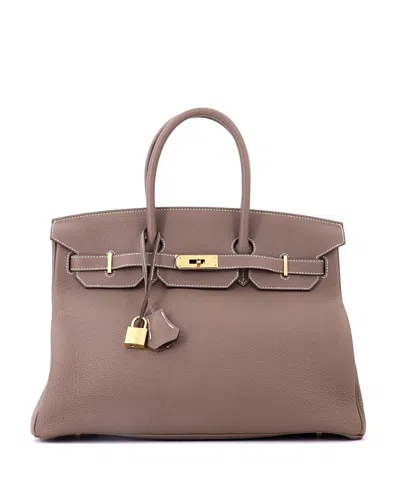 Pre-owned Pre-owned Hermes  Hermes Birkin 35 Handbag Grey Togo With Gold Hardware In Brown