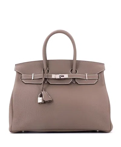 Pre-owned Pre-owned Hermes  Hermes Birkin 35 Handbag Grey Togo With Palladium Hardware In Etoupe