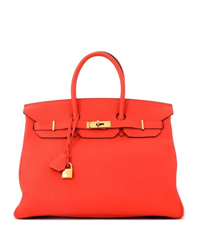 Pre-owned Pre-owned Hermes  Hermes Birkin 35 Handbag Orange Togo With Gold Hardware