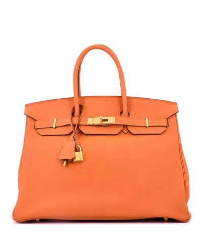 Pre-owned Pre-owned Hermes  Hermes Birkin 35 Handbag Orange Togo With Gold Hardware In Orange H