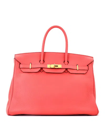 Pre-owned Pre-owned Hermes  Hermes Birkin 35 Handbag Pink Clemence With Gold Hardware In Bougainvillier