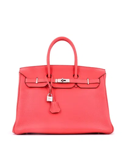 Pre-owned Pre-owned Hermes  Hermes Birkin 35 Handbag Pink Togo With Palladium Hardware In Bougainvillier