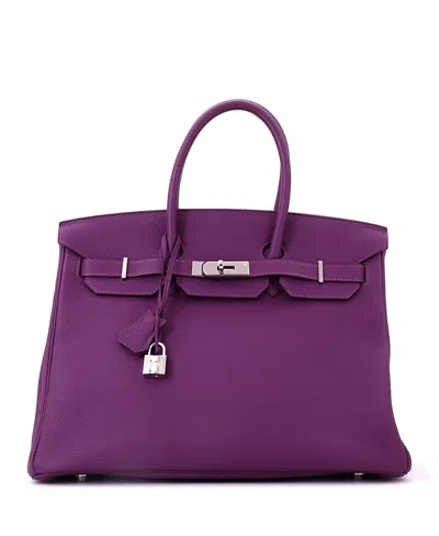 Pre-owned Pre-owned Hermes  Hermes Birkin 35 Handbag Purple Togo With Palladium Hardware In Pink