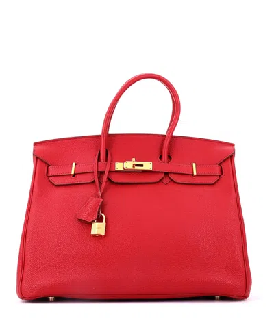 Pre-owned Pre-owned Hermes  Hermes Birkin 35 Handbag Red Togo With Gold Hardware In Rouge Garance